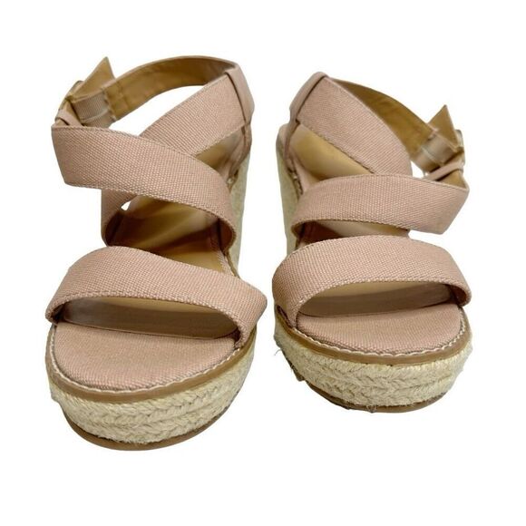 Banana Republic factory beige canvas espadrille wedge sandals size 9 - Picture 4 of 14